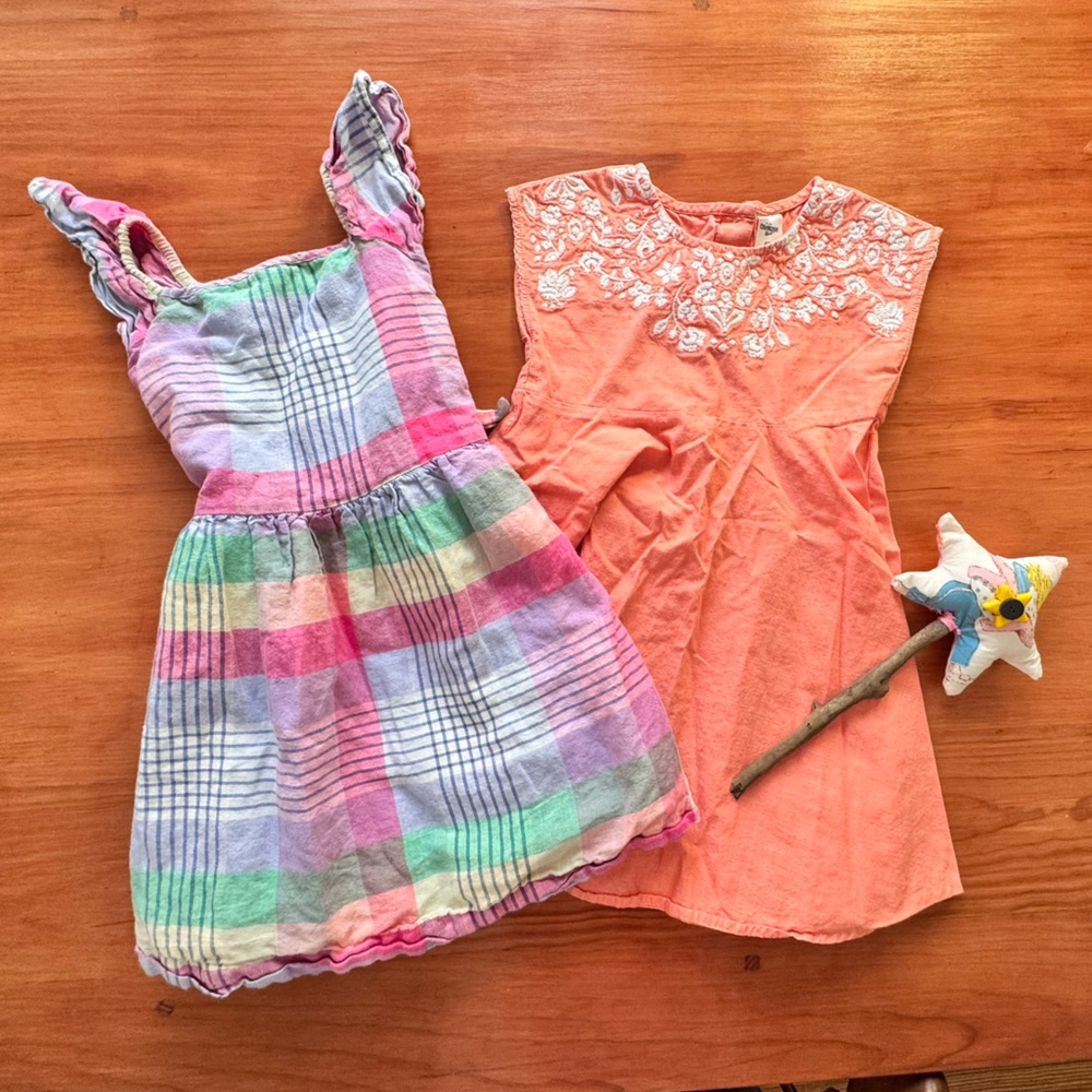 OshKosh B'gosh Plaid and Coral Dress Set